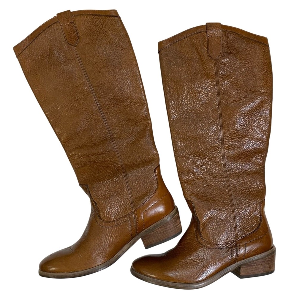 Franco Fortini Winchester Brown‎ Leather Riding Boots Pull-On Knee Length Size 6